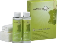 Keralux Basic leerverzorgingsset met twee flessen reiniger en lotion, spons en d